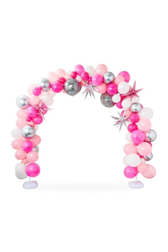 Pink/Silver/White Disco Balloon Arch, 131 Pieces, by Way To Celebrate
