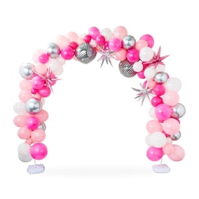 Pink/Silver/White Disco Balloon Arch, 131 Pieces, by Way To Celebrate