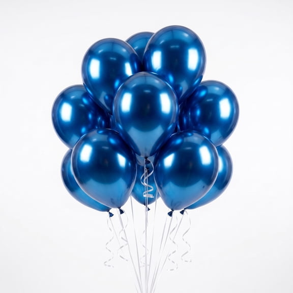 12" Blue Metallic Latex Balloons with Chrome Effect, 5 Pieces, by Way To Celebrate