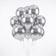 12" Silver Metallic Latex Balloons with Chrome Effect, 5 Pieces, by Way To Celebrate