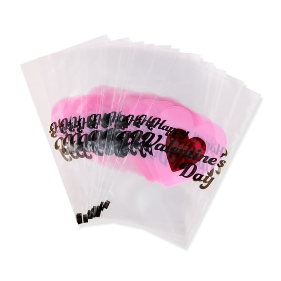 Happy Valentine's Day Treat Bags with Twist Ties, Red and Pink, 5" x 9", 15 Count, Valentine's Day by Way To Celebrate