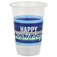 thumbnail image 1 of Way to Celebrate! 16 fl oz Green & Blue Stripes Disposable Birthday Plastic Cups, 8ct, 1 of 7
