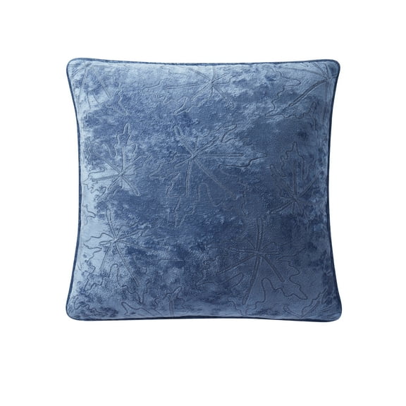 Way to Celebrate 18" x 18" Blue Embroidered Leaves Decorative Pillow