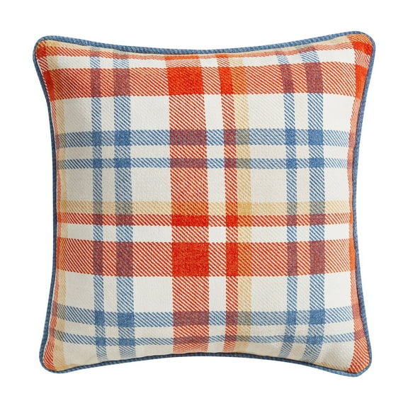 Way to Celebrate 18" x 18" Multicolor Plaid Chenille Decorative Pillow