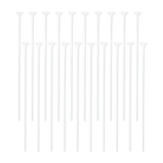 White Plastic Balloon Sticks with Cups, 19.69", 20 Pieces, by Way To Celebrate