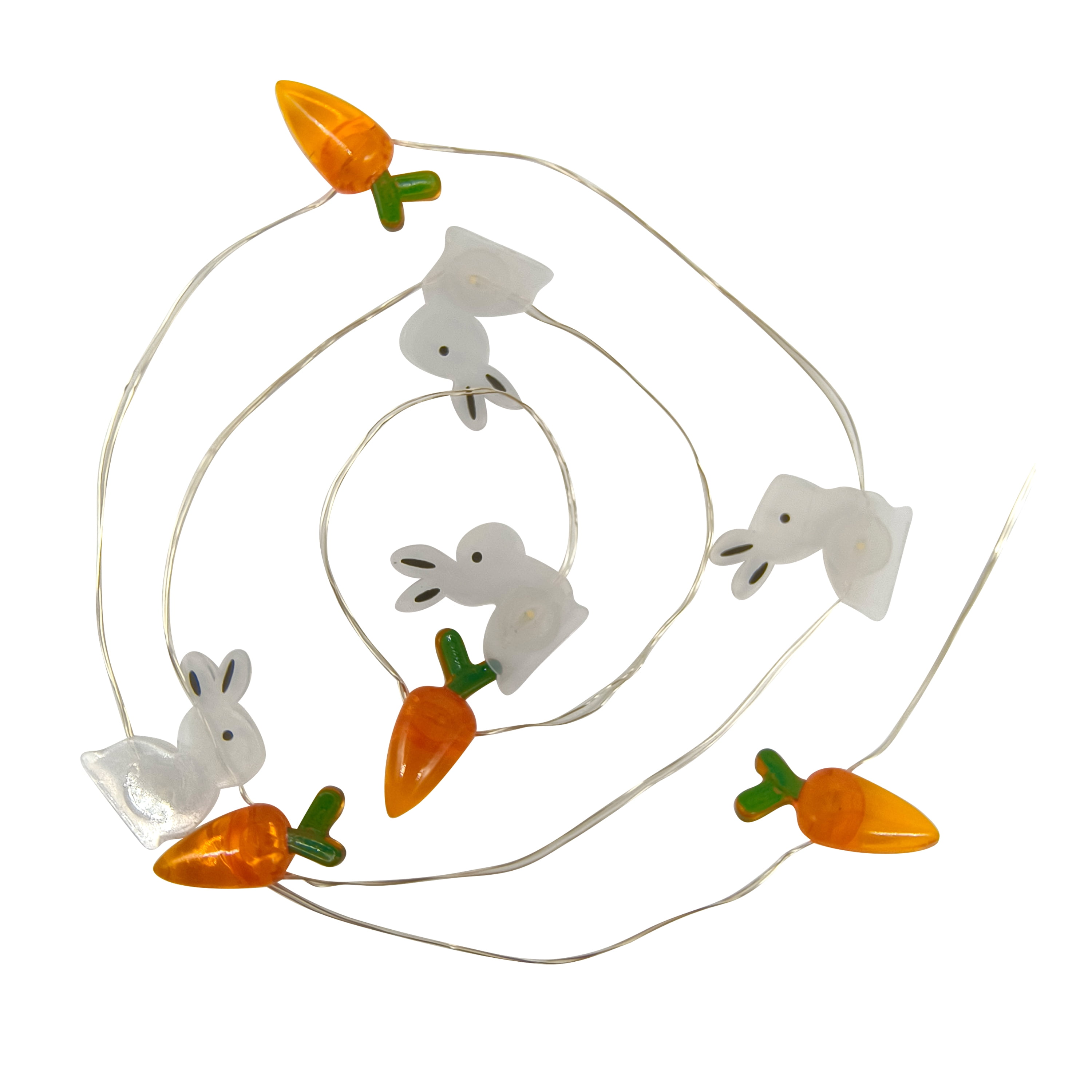 Way to Celebrate 25CT Easter Carrot String Lights, Indoor Decoration, Multi Color, Total Length