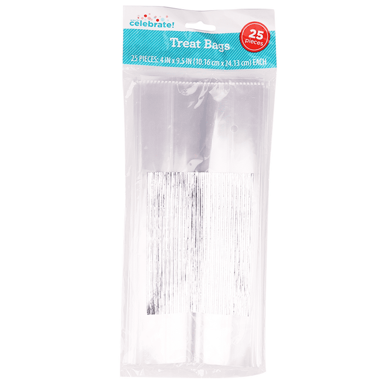Way to Celebrate 25ct Cello Bag, Clear, with Twist Ties Party Favors, Size: 4 inch x 9.5 inch
