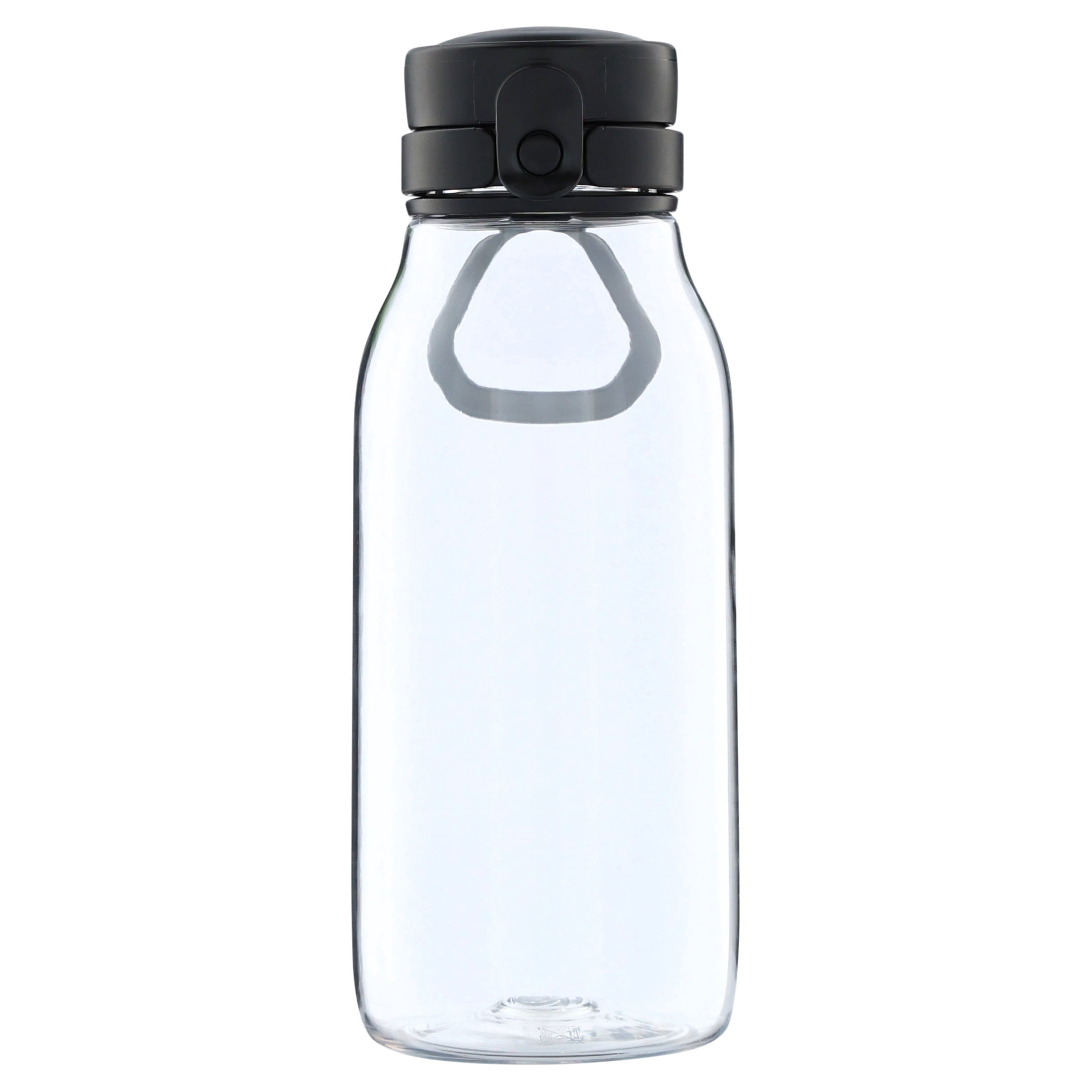 Mainstays Kids 16 oz Black and Clear Plastic Water Bottle with Flip-Top Chug Lid