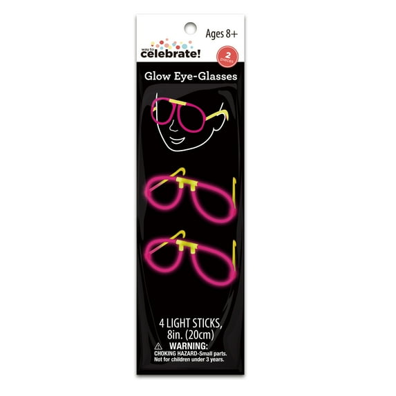Pink Glow Eye-Glasses, 2 Count, by Way To Celebrate