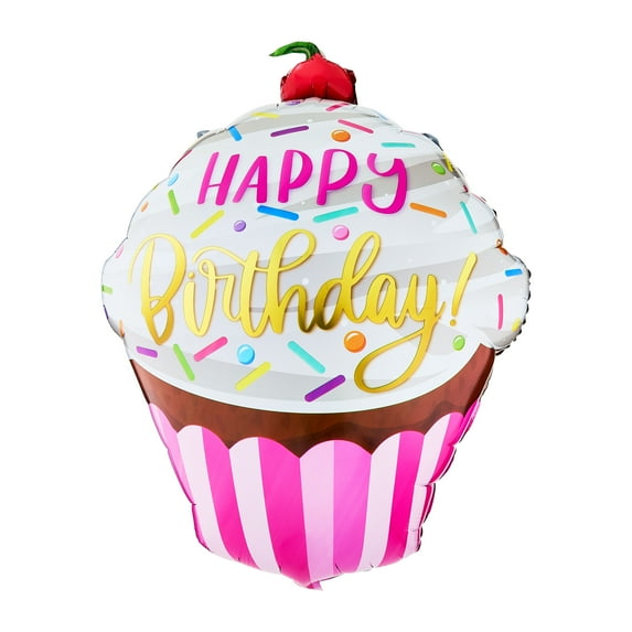35" Multicolor Happy Birthday Cupcake Foil Balloon, by Way To Celebrate