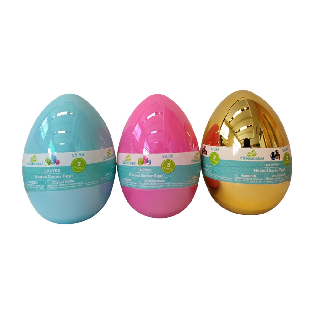 Way to Celebrate 3ct Nested Egg Asmt! Can Be Used to Decorate Your Easter!Material Plastic!