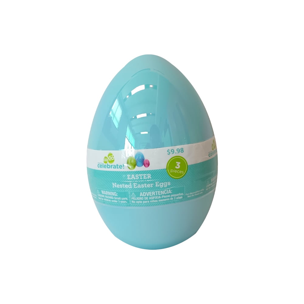 Way to Celebrate 3ct Nested Egg Bl!Material Plastic!Easter Eggs