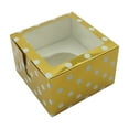 thumbnail image 1 of 4.5" x 4.5" x 3" Gold Foil Polka Dot Treat Boxes with Windows, 3 Count, by Way To Celebrate, 1 of 5