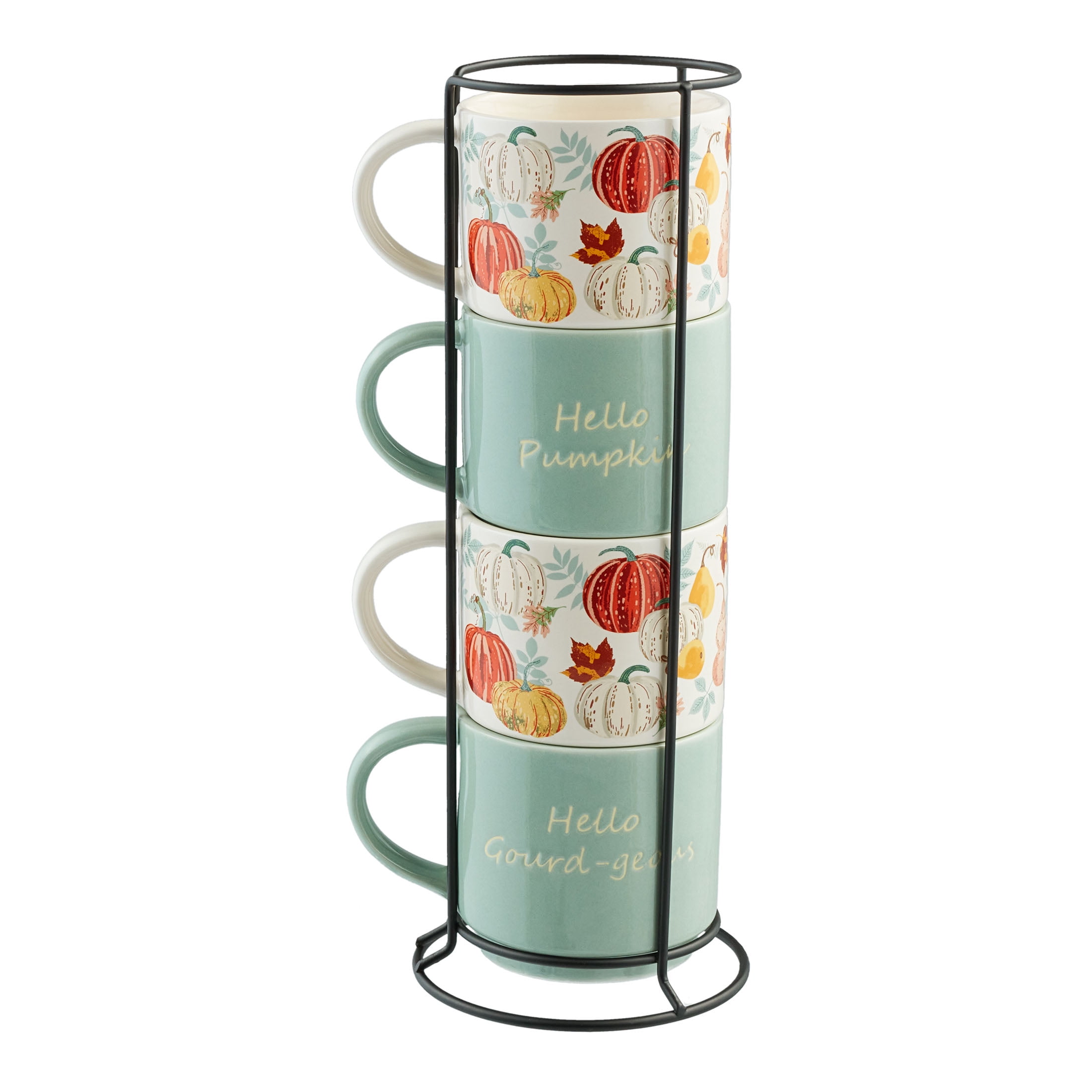 Tabletops Avenue 4-Piece Assorted Coffee Mug Set with Tree Rack