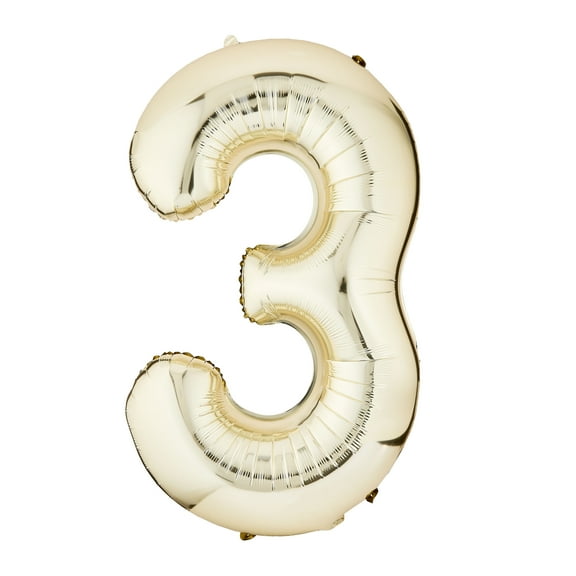 34" Gold Number 3 Foil Balloon, by Way To Celebrate