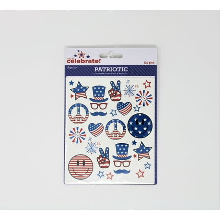 Way to Celebrate 4th of July Patriotic 54PC Temporary Tattoos