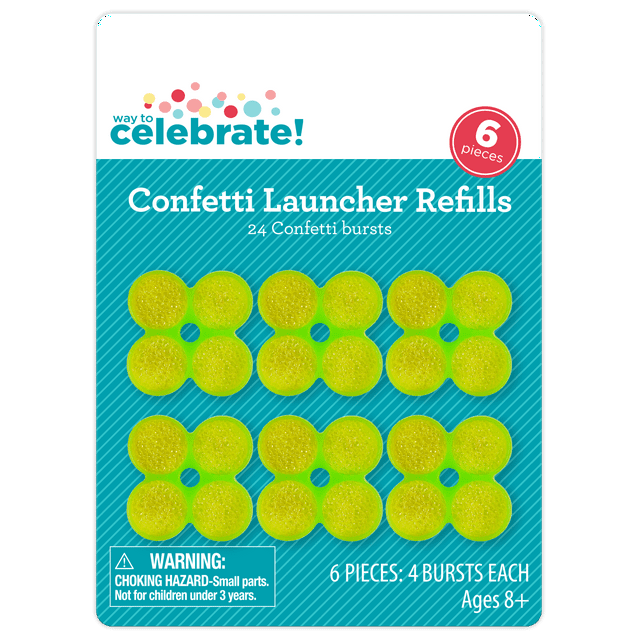 Way to Celebrate 6 Pack Confetti Refills for Launcher, Metallic Foil
