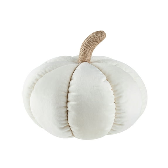 Way to Celebrate Shaped Velvet Pumpkin, Ivory