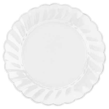 Way to Celebrate 7.5 inch Clear Plastic Plates, Ruffled Edge, 10 Ct.
