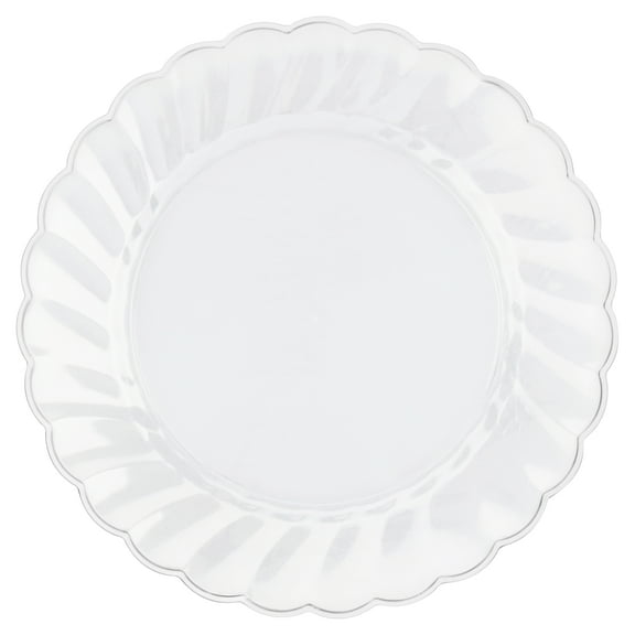 Way to Celebrate 7.5 inch Clear Plastic Plates, Ruffled Edge, 10 Ct.