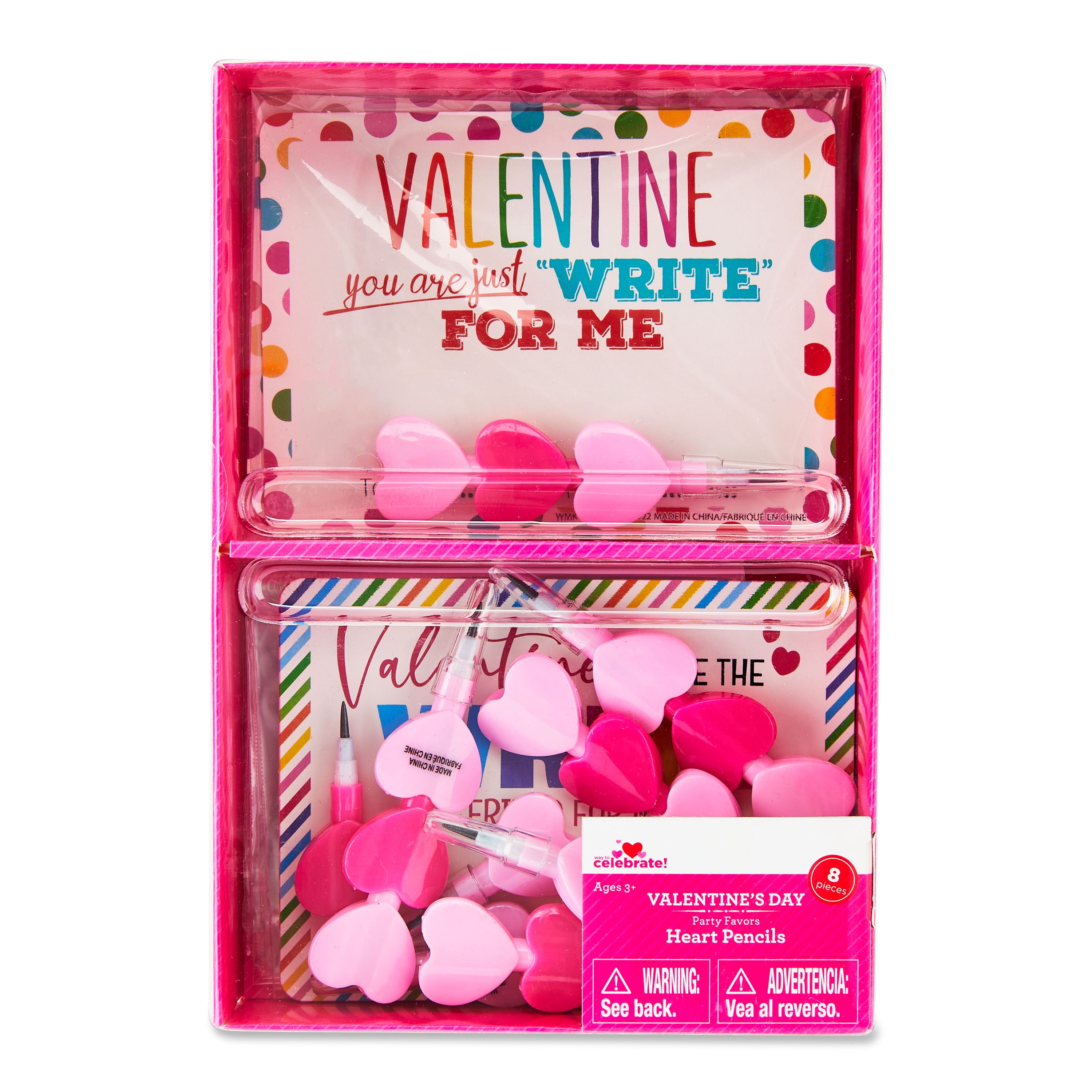 Way to Celebrate Valentine's Day Party Favors, Pop-a-Point Pencils, 8 Count