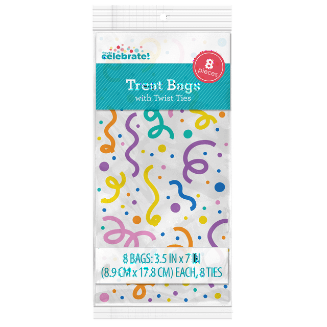 Way to Celebrate 8ct Cello Party Treat Bags 3.5