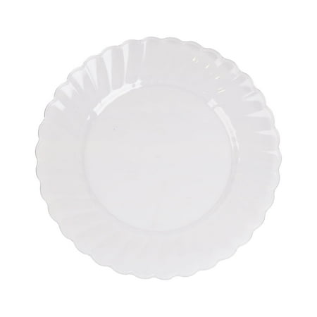 Way to Celebrate 9 inch Clear Plastic Plates, Heavy Duty, Disposable, Ruffled Edges Pattern, BPA Free 10 Ct.