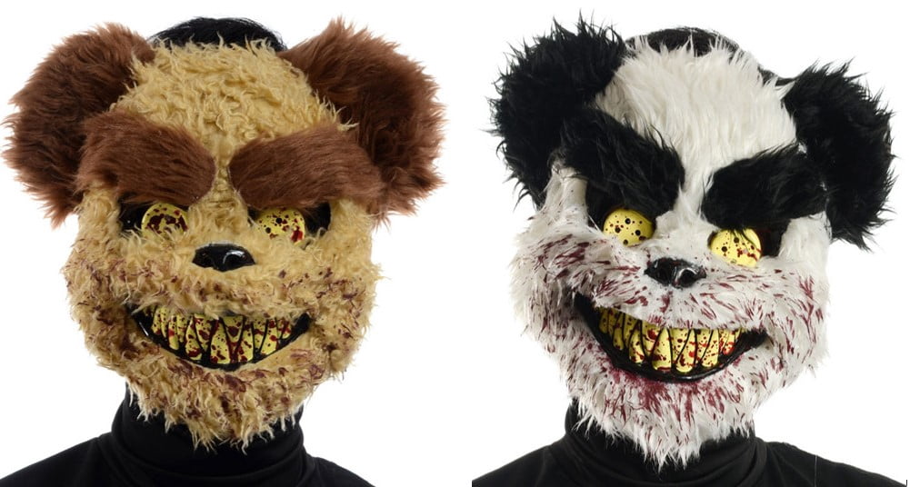 Way to Celebrate Adult One Size Halloween Mask Multicolored Bear with Fur Plastic Costume Halloween Mask Accessory Assortment