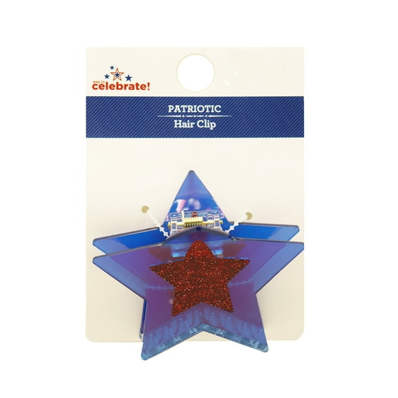 Way to Celebrate Americana Acrylic Star Claw Clip, Blue, 1 Piece