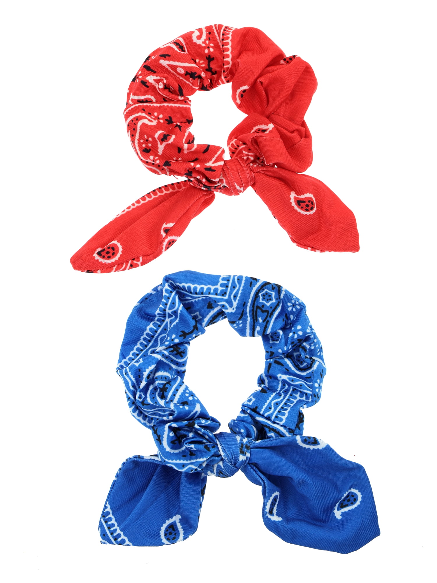 Way to Celebrate Americana Bandana Print Scrunchies, Red and Blue, 2 Pieces