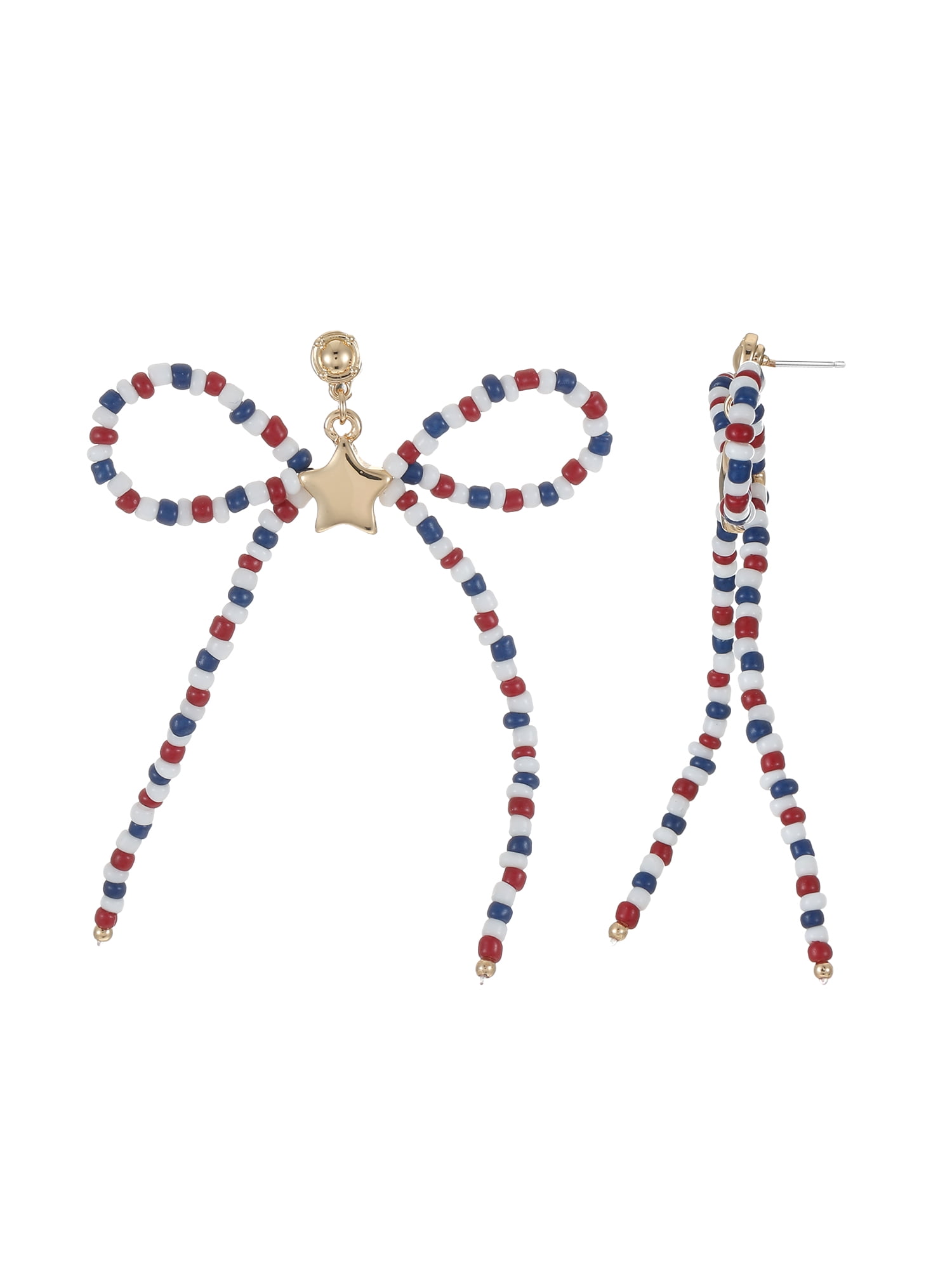 Way to Celebrate Americana Beaded Bow Earrings