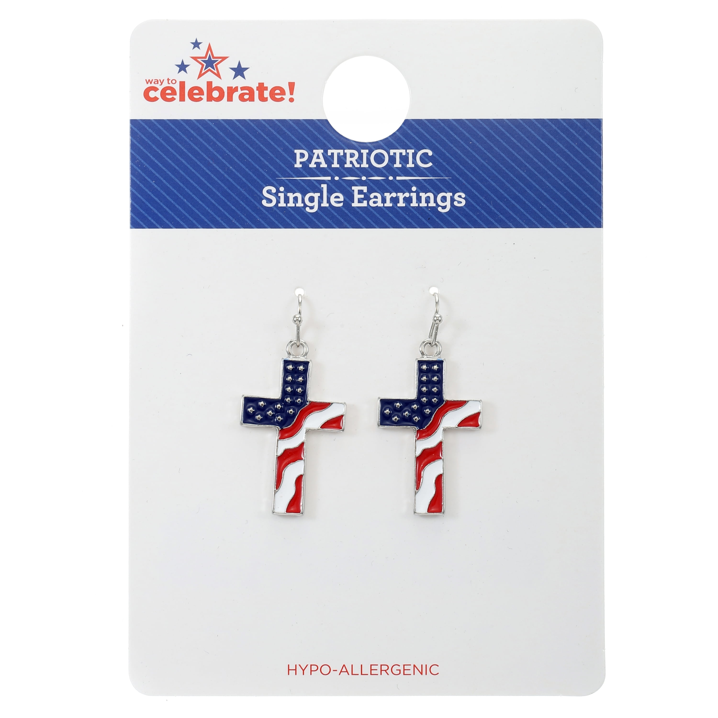 Way to Celebrate Americana Cross Earring, 1 Pair