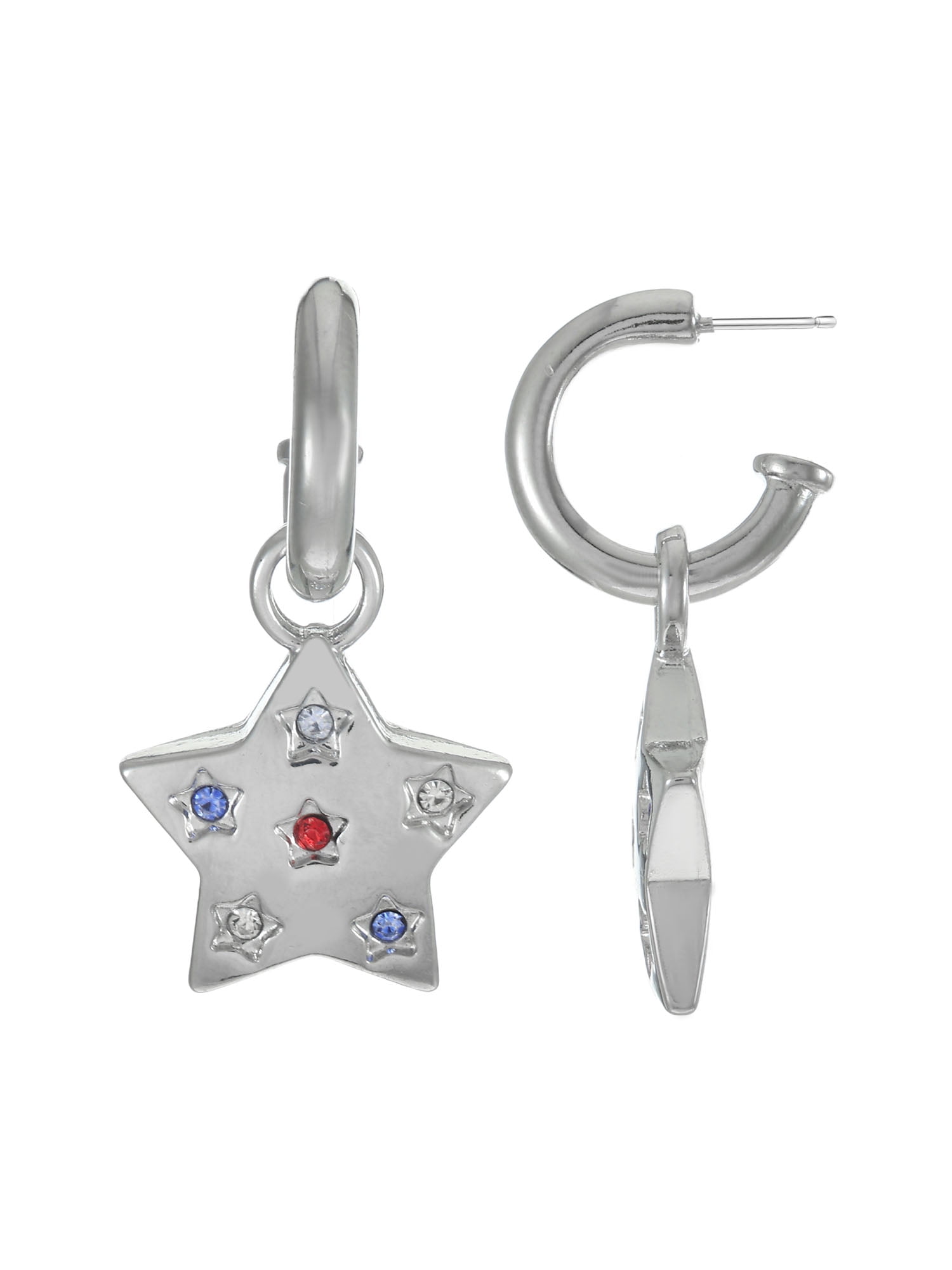 Way to Celebrate Americana Crystal Star Mini Hoop Earrings