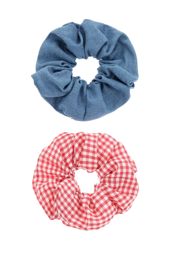 Americana Gingham and Denim Scrunchie Set