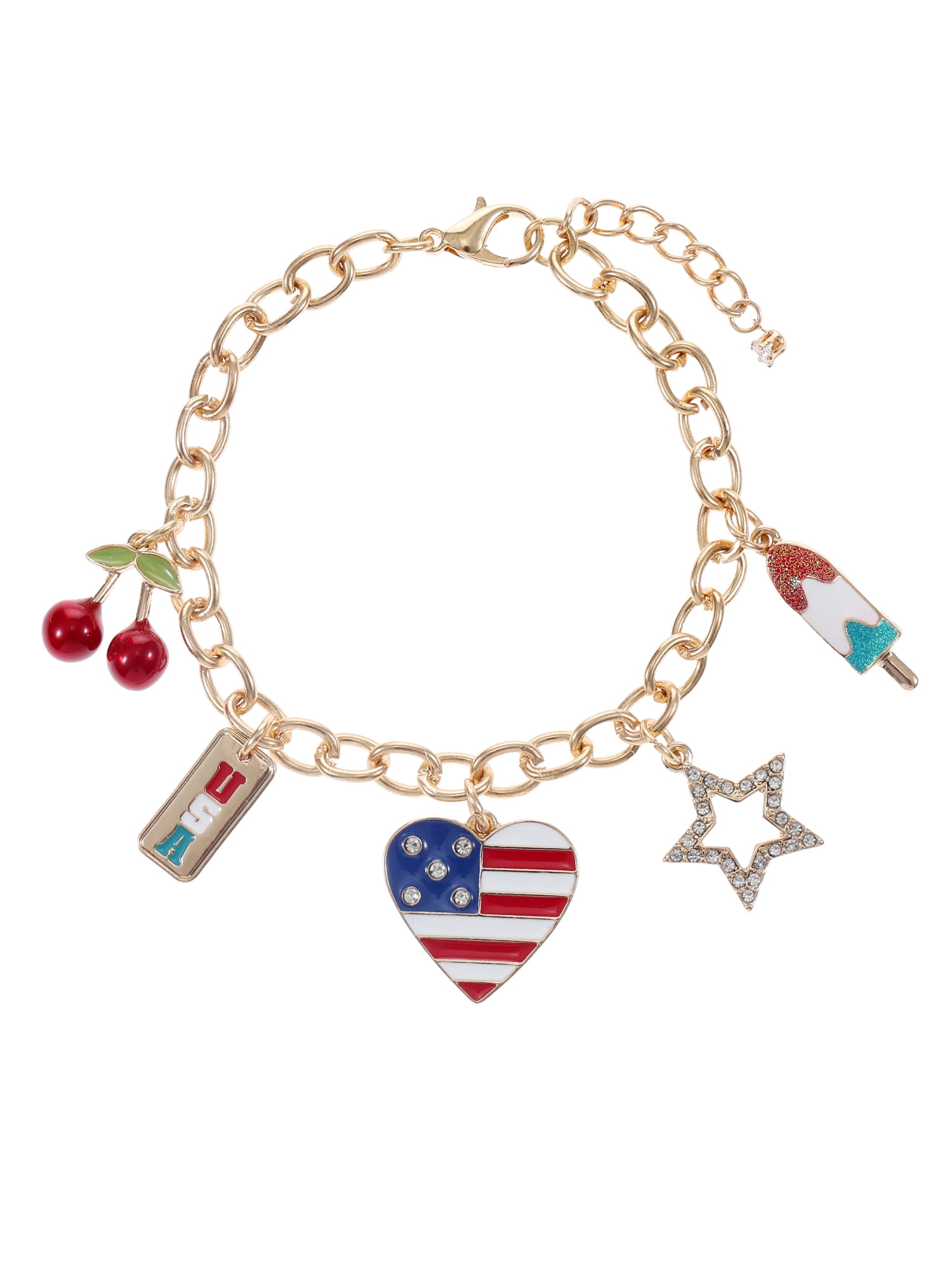 Way to Celebrate Americana Gold Charm Bracelet