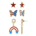 thumbnail image 1 of Way to Celebrate Americana Goldtone Earring Trio, 3 Pairs, 1 of 4