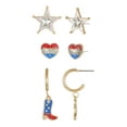 thumbnail image 1 of Way to Celebrate Americana Goldtone Western Themes Earring Trio, 3 Pairs, 1 of 4