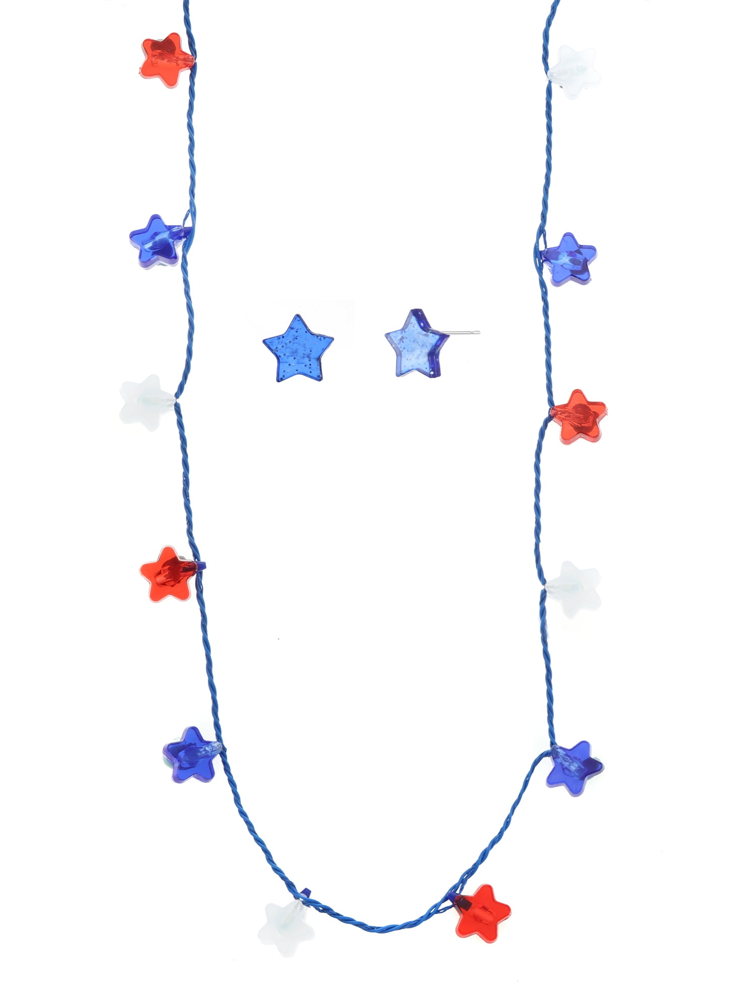 Walmart discount codes: Way to Celebrate Americana Light-Up Star Necklace Set, Multicolored, 5 Necklaces