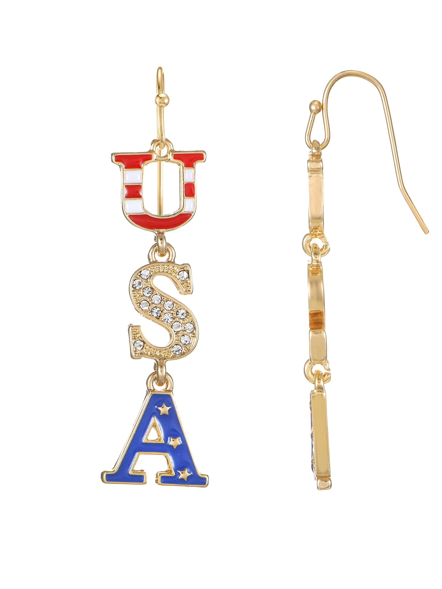 Walmart Saving of  Way to Celebrate Americana Linear "USA" Earring, 1 Pair