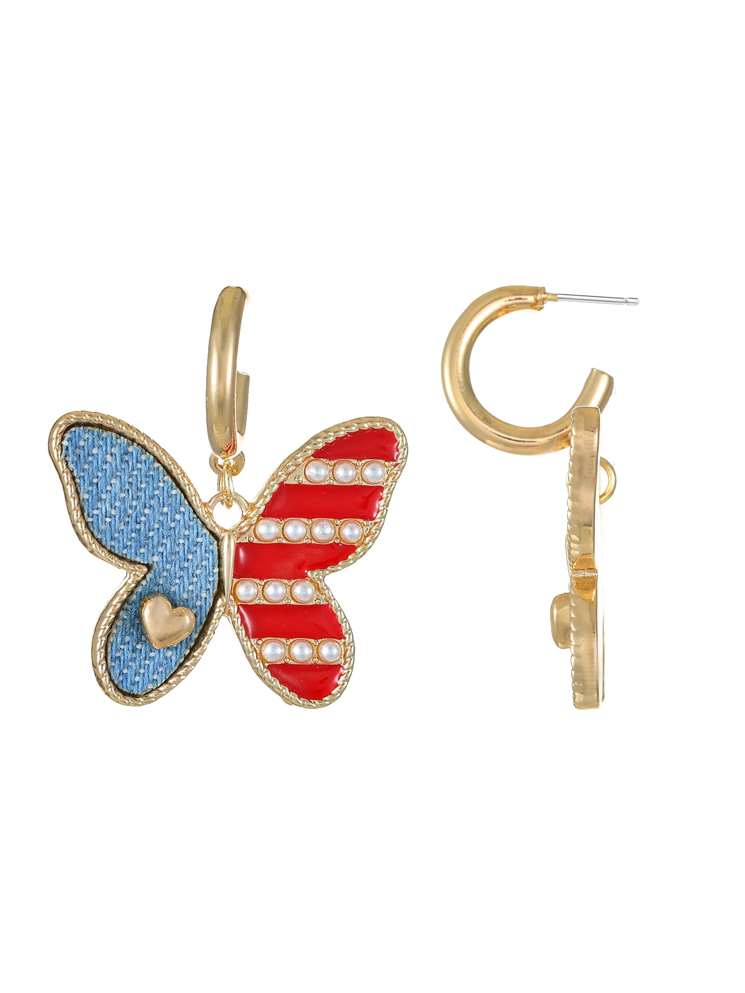 Way to Celebrate Americana Mini Hoop with Butterfly Earring, 1 Pair