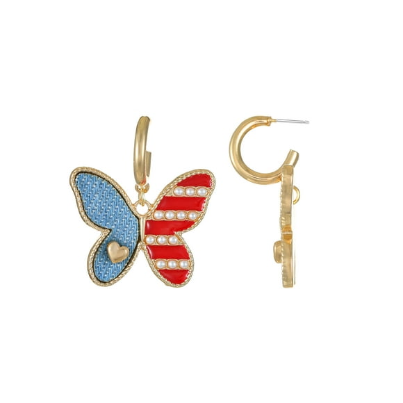 Way to Celebrate Americana Mini Hoop with Butterfly Earring, 1 Pair