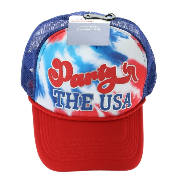 Way to Celebrate Americana Party in the USA Baseball Cap, Red, White and Blue, Adult Size, 1 Piece