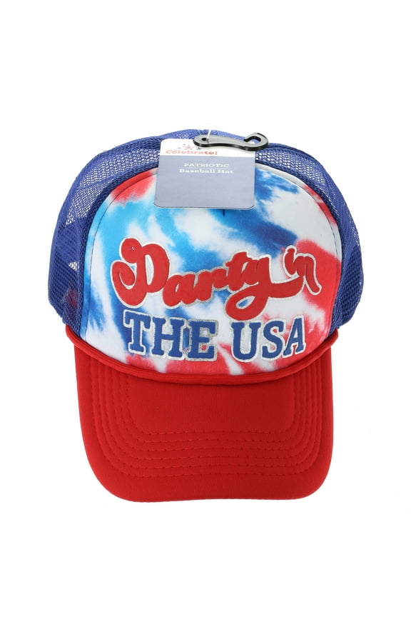 Americana Party in the USA Baseball Cap, Red, White and Blue, Adult Size, 1 Piece