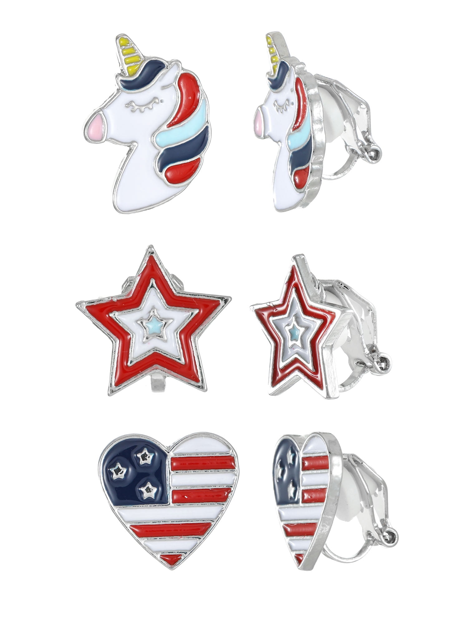 Way to Celebrate Americana Patriotic Clip-On Earring Set