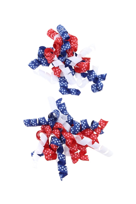 Americana Patriotic Curly Ribbon Hair Clip Set