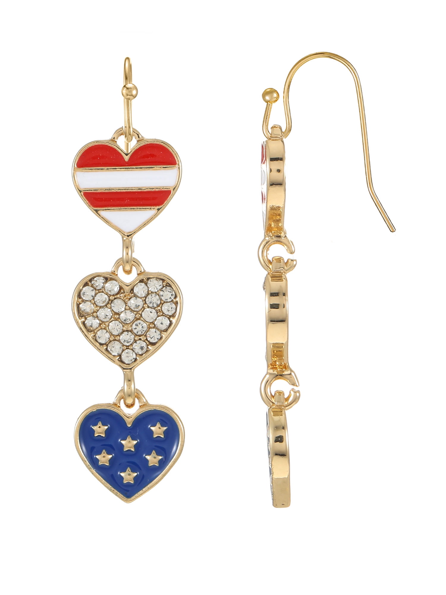 Way to Celebrate Americana Patriotic Heart Drop Earrings