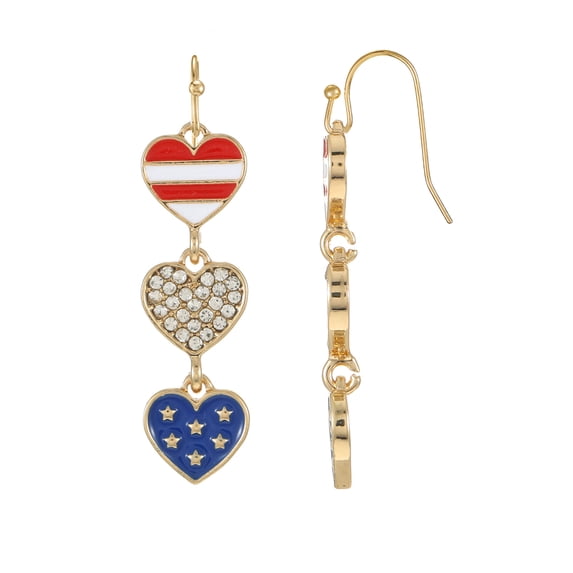 Way to Celebrate Americana Patriotic Heart Drop Earrings