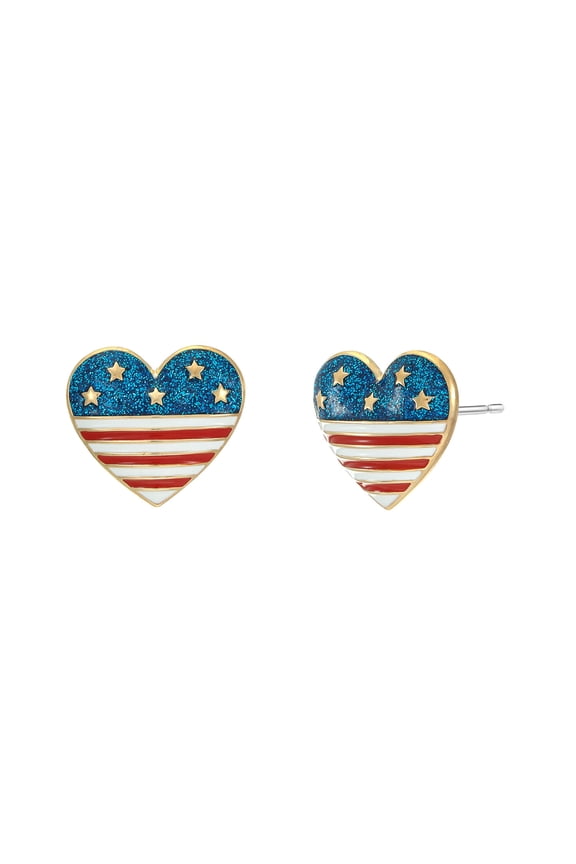 Americana Patriotic Heart Stud Earrings