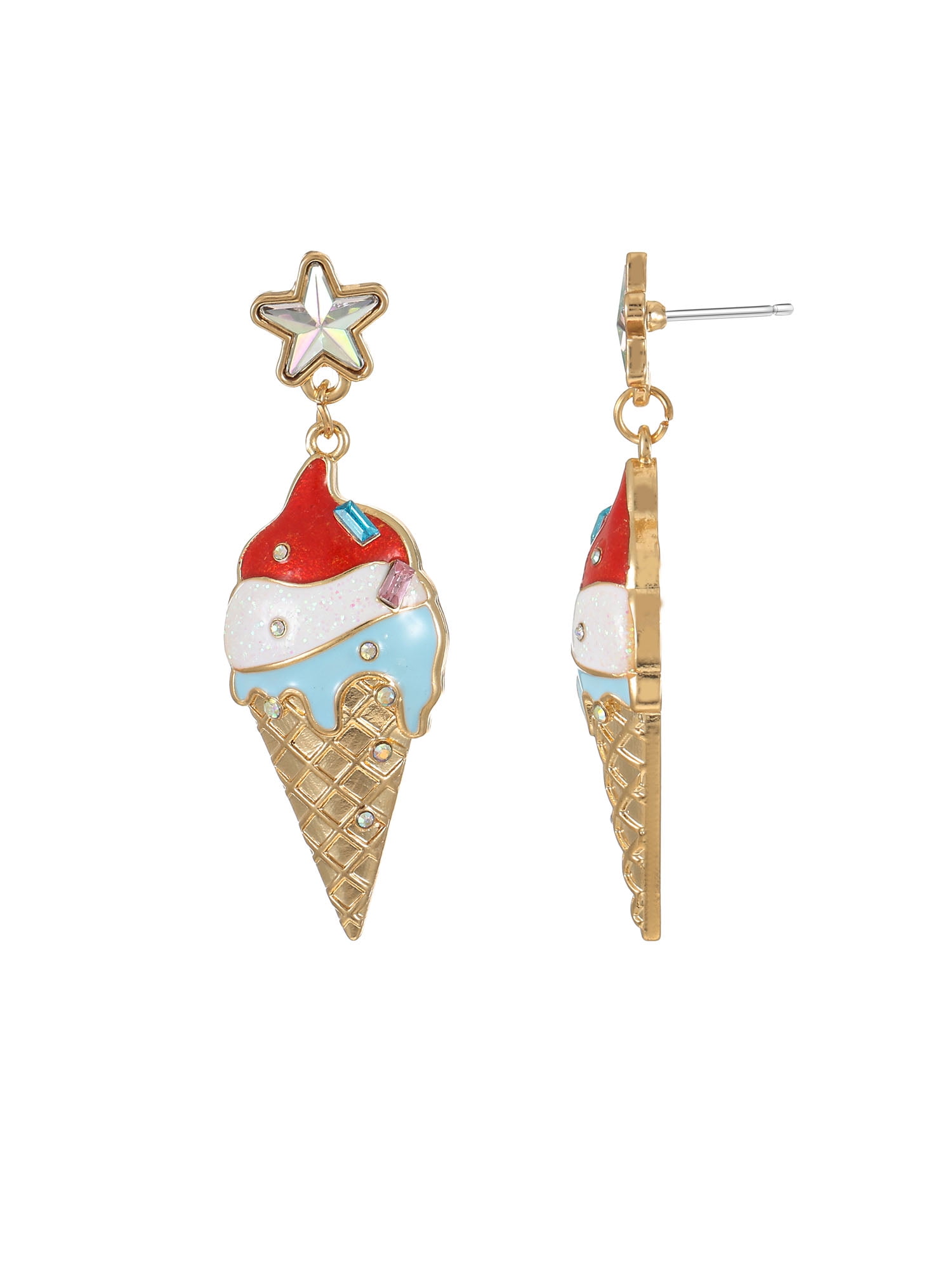 Way to Celebrate Americana Patriotic Ice Cream Cone Earrings