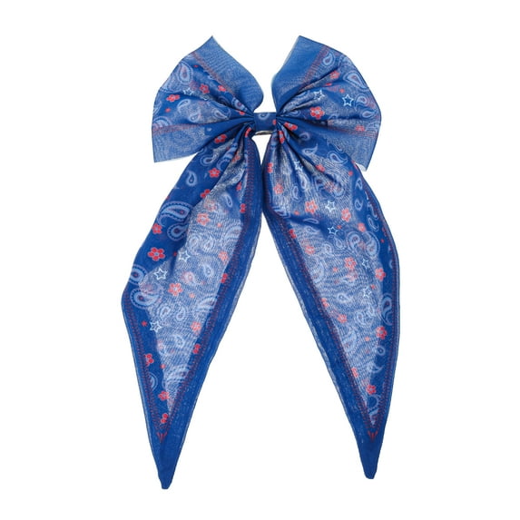 Way to Celebrate Americana Patriotic Paisley Print Hair Bow